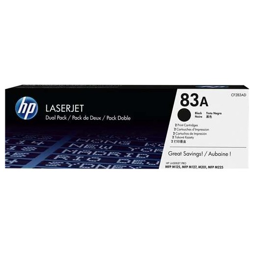 HP CF283A Negro Pack de 2 Cartuchos de Toner Originales - 83A