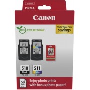 Canon PG-510/CL-511 Multipack de 2 Cartuchos de Tinta Originales + 50 Hojas de Papel Fotografico - 2970B017