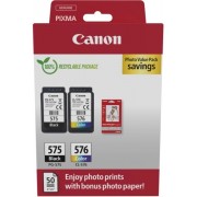 Canon PG575/CL576 Pack de 2 Cartuchos de Tinta Originales + 50 Hojas de Papel Fotografico - 5438C004