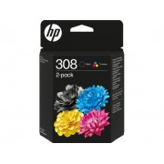 HP 308 Negro + Color Pack de 2 Cartuchos de Tinta Originales - 6L6S6UE