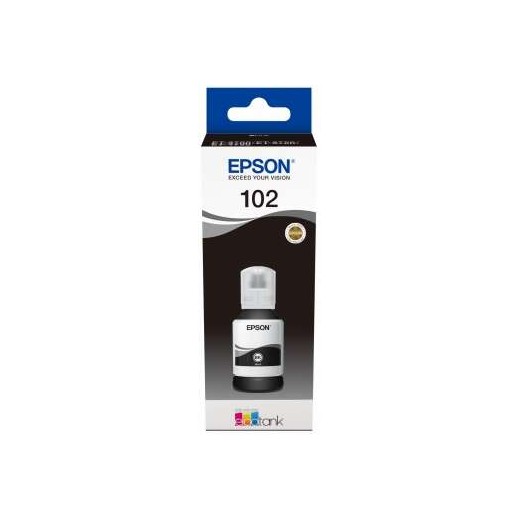 Epson 102 Negro Botella de Tinta Pigmentada Original - C13T03R140