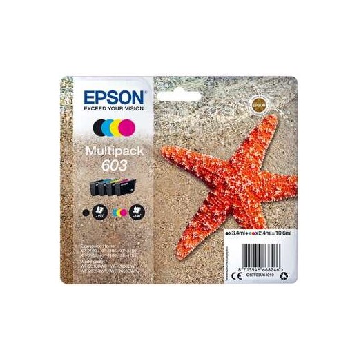 Epson 603 Pack de 4 Cartuchos de Tinta Originales - C13T03U64010