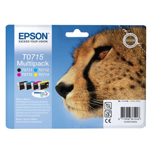 Epson T0715 Pack de 4 Cartuchos de Tinta Originales - C13T07154012