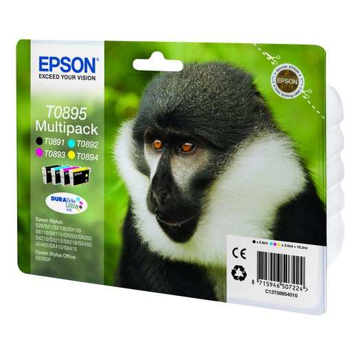 Epson T0895 Pack de 4 Cartuchos de Tinta Originales - C13T08954010