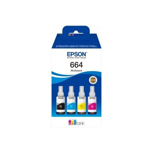 Epson 664 Pack de 4 Botellas de Tinta Originales C13T664640
