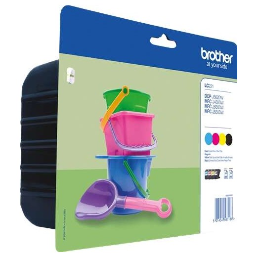 Brother LC221 Pack de 4 Cartuchos de Tinta Originales - LC221VALBP