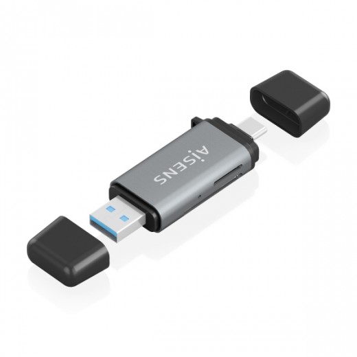 Aisens Lector de Tarjetas USB-A y USB-C 3.1 Gen1 - Compatible con SD
