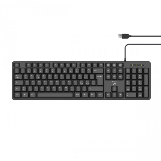 Ewent Teclado con Cable USB - Perfil Delgado - Disposicion Italiana QWERTY IT - Plastico ABS - Cable de 1.35m - Color Negro