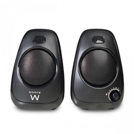 Ewent Altavoces Estereos de Sobremesa de 10W - Alimentacion USB - Jack de 3.5mm - Control de Volumen - Color Negro