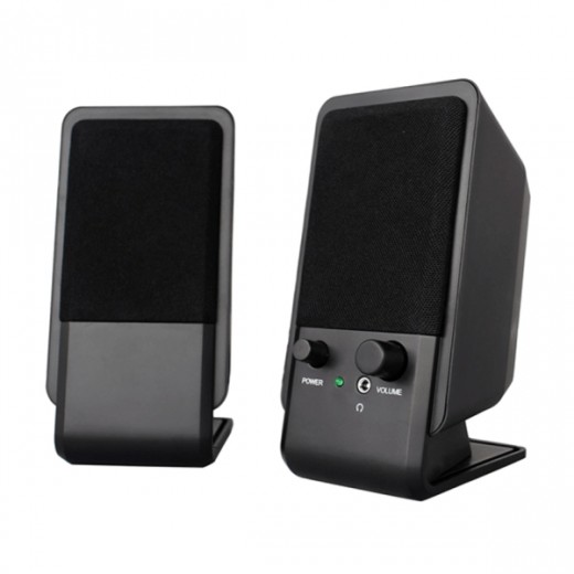 Ewent Altavoces Estereos de Sobremesa de 12W - Alimentacion USB - Jack de 3.5mm - Control de Volumen - Color Negro