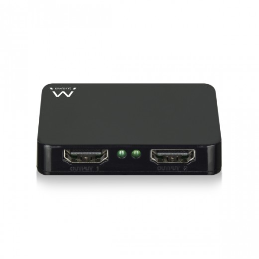 Ewent Duplicador HDMI 1x2 - Resolucion 4K a 30Hz - Incluye Cable de Alimentacion de 80cm - Indicador LED - Color Negro