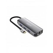Urban Factory Hubee HUB 8 en 1 - USB-C Macho - USB-A/HDMI/RJ45/USB-C/SD/MSD Hembra - 100W PD - Color Gris Metal