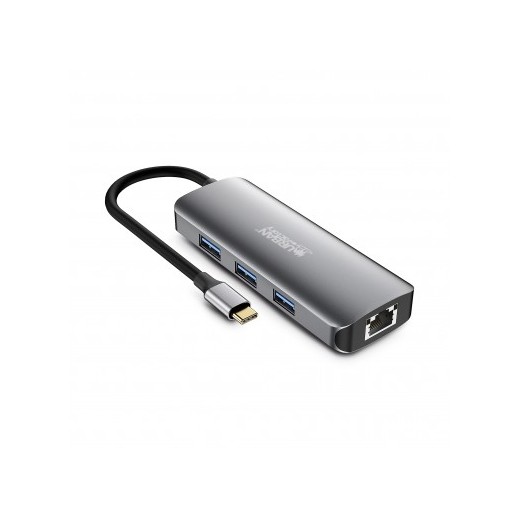 Urban Factory Hubee HUB 8 en 1 - USB-C Macho - USB-A/HDMI/RJ45/USB-C/SD/MSD Hembra - 100W PD - Color Gris Metal