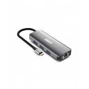 Urban Factory Hubee HUB 7 en 1 - USB-C Macho - USB-A/HDMI/RJ45/USB-C Hembra - 100W PD - Color Gris Metal