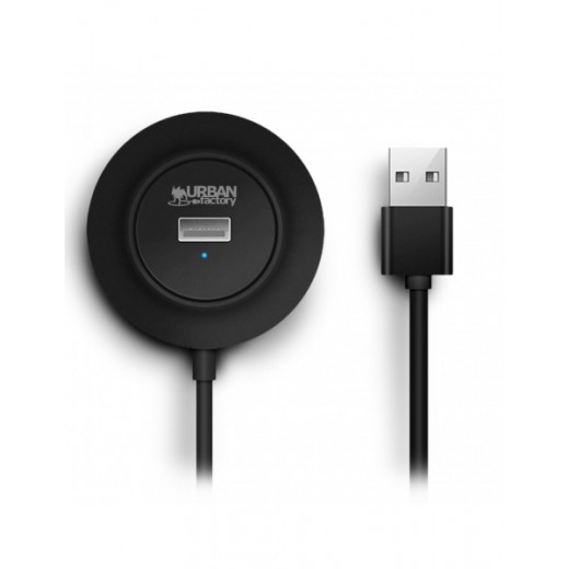 Urban Factory Minee HUB 4 en 1 - USB-A Macho - 4xUSB-A Hembra - Color Negro