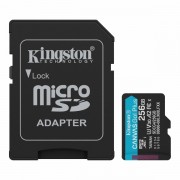 Kingston Tarjeta Micro SDXC 256GB UHS-I U3 V30 Clase 10 200MB/s Canvas Go Plus con Adaptador