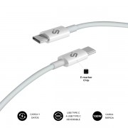 Subblim Cable Plus USB-C - 100W - Nylon Trenzado - 480Mbps - Chip E-Marker - 2 Metros - Color Blanco