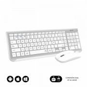 Subblim Combo Dual Prestige - Teclado y Raton Inalambricos - Bluetooth y 2.4G - Funcionamiento Silencioso - Color Blanco Plata