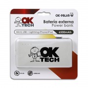 Oktech bateria externa/power bank 6500mah - conectores lightning y microusb - 5v 2.1a