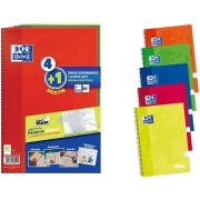 Cuadernos con espiral cuadriculados + pizarras blancas oxford 400122761/ a4+/ 80 hojas/ 5 unidades/ verde/ amarillo/ naranja/