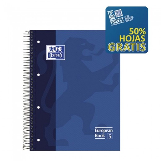 Cuaderno con espiral cuadriculado oxford european book 5 100430279/ a4/ 120 hojas/ colores varios