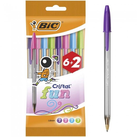 Bolígrafos de tinta de aceite bic cristal fun 8963811/ 8 unidades/ colores surtidos