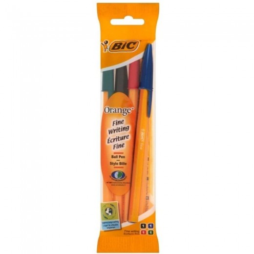 Bolígrafos de tinta de aceite bic orange fine 8308541/ 4 unidades/ colores surtidos