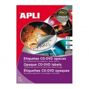 Etiquetas adhesivas para cd/dvd apli 10166/ 114 x 41mm/ 100 hojas