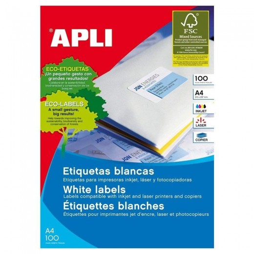 Etiquetas adhesivas apli 01278/ 105 x 57mm/ 100 hojas