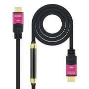 Nanocable Cable HDMI v2.0 Macho con Repetidor a HDMI v2.0 Macho 20m - 4K@60Hz 18Gbps - Alta Velocidad - Color Negro/Rosa