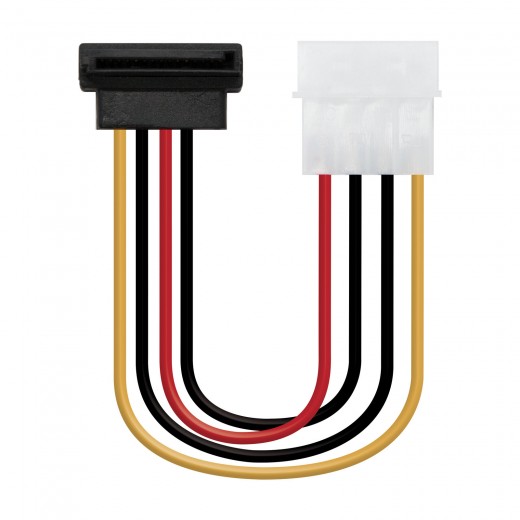 Nanocable Cable SATA Alimentacion Acodado 5.25 pulgadas Molex 4pin Macho a SATA Hembra OEM 0.16m