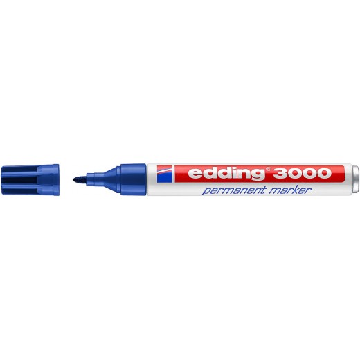Edding 3000 Rotulador permanente - Punta redonda de 1.5mm - Trazo entre 1.5mm y 3.0mm - Recargable - Secado Instantaneo - Color