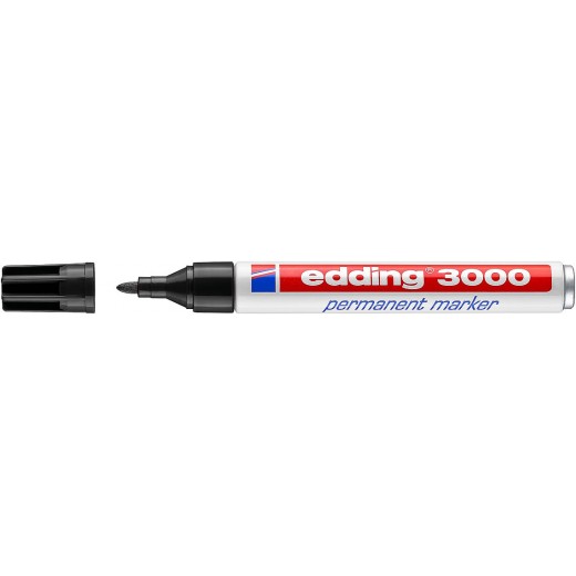 Edding 3000 Rotulador permanente - Punta redonda de 1.5mm - Trazo entre 1.5mm y 3.0mm - Recargable - Secado Instantaneo - Color