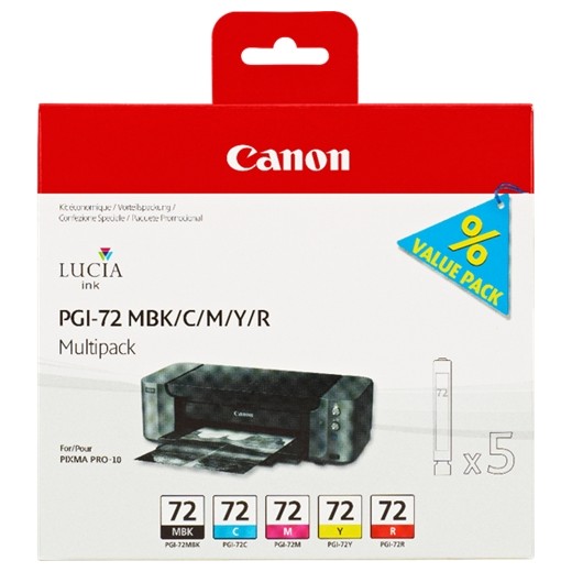 Canon PGI72 Pack de 5 Cartuchos de Tinta Originales - Negro Mate