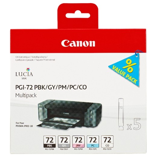 Canon PGI72 Pack de 5 Cartuchos de Tinta Originales - Negro Photo