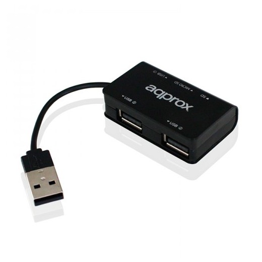 Approx Hub USB 2.0 3 Puertos USB + Lector de Tarjetas