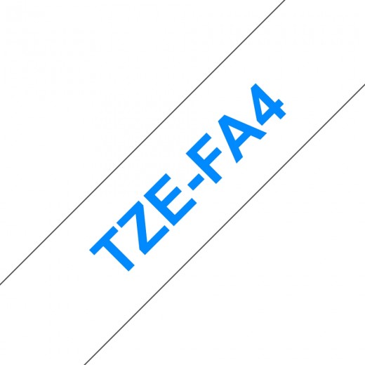 Brother TZeFA4 Cinta Textil Generica de Etiquetas - Texto azul sobre fondo blanco - Ancho 18mm x 3 metros