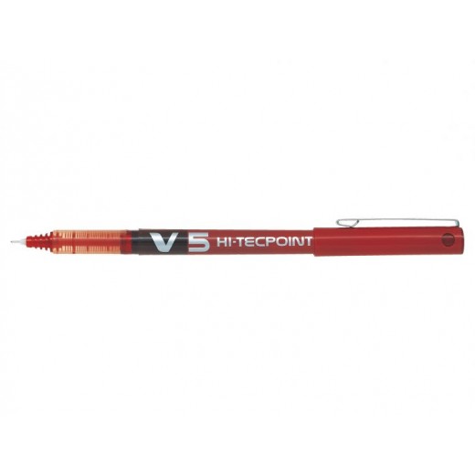 Pilot Boligrafo de tinta liquida V5 HI-Tecpoint Rollerball - Punta fina de aguja 0.5mm - Trazo 0.3mm - Color Rojo