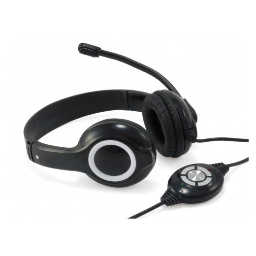 Conceptronic Polona Auriculares con Microfono USB - Microfono Flexible - Diadema Ajustable - Almohadillas Acolchadas - Controle