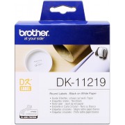 Brother DK11219 - Etiquetas Originales Precortadas Circulares - 12 mm de Diametro - 1200 Unidades - Texto negro sobre fondo bla