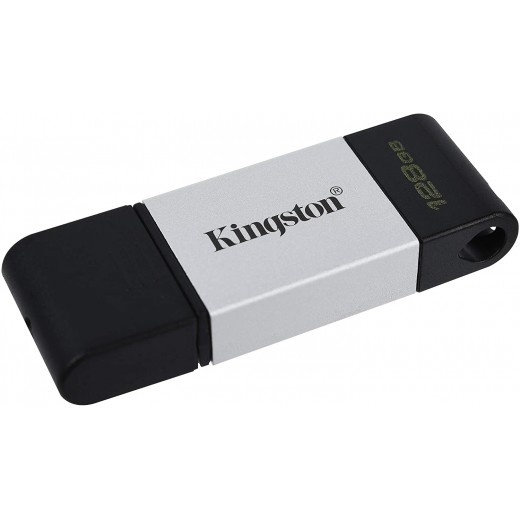 Kingston DataTraveler 80 Memoria USB Tipo C 128GB - USB-C 3.2 Gen 1 - 200 MB/s en Lectura - Con Tapa - Diseño Metalico (Pendri