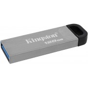 Kingston DataTraveler Kyson Memoria USB 128GB - 3.2 Gen 1 - 200 MB/s en Lectura - Diseño Metalico - Color Plata (Pendrive)