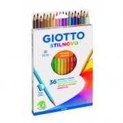 Giotto Stilnovo Caja de 36 Lapices de Colores Hexagonales - Mina 3.3mm - Madera - Colores Surtidos