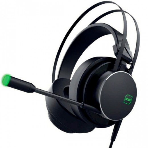 KeepOut HX801 Auriculares Gaming con Microfono Flexible USB 2.0 - Sonido 7.1 - Iluminacion LED Verde - Diadema Ajustable - Alta
