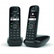 Gigaset AS690 Duo Telefono Inalambrico Dect + 1 Supletorio - Pantalla en B/N - Control de Volumen - Gran Autonomia