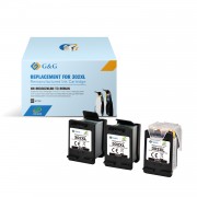 G&G HP 302XL Negro Pack de 3 Cartuchos de Tinta Remanufacturados - Eco Saver - Muestra Nivel de Tinta - Reemplaza F6U68AE/F6U66