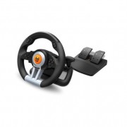 Krom K-Wheel Juego de Volante y Pedales USB - Palanca de Cambios - Levas en el Volante - 8 Botones Analogicos y 4 Digitales - V
