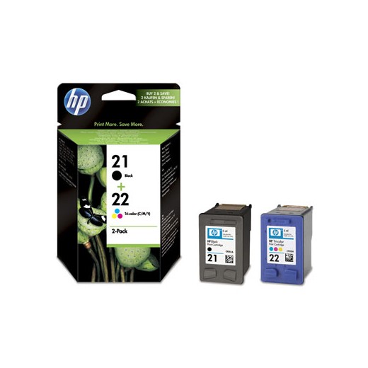 HP 21 Negro + 22 Color Pack de 2 Cartuchos de Tinta Originales - SD367AE