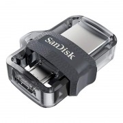 Sandisk Ultra Dual Drive m3.0 Memoria USB 3.0 y Micro USB 16GB - Hasta 130MB/s de Lectura - Color Transparente/Negro (Pendrive)