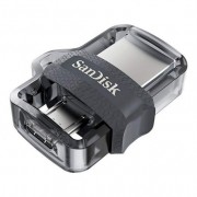 Sandisk Ultra Dual Drive m3.0 Memoria USB 3.0 y Micro USB 128GB - Hasta 150MB/s de Lectura - Color Transparente/Negro (Pendrive